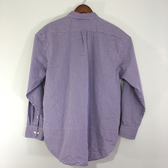 Izod Non-Iron Stretch Gingham Purple Button Down - Picture 5 of 8